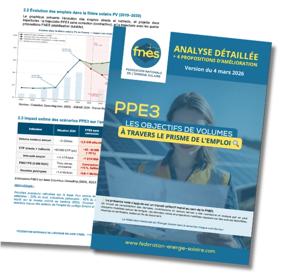 Analyse volumes PPE3 emploi photovoltaique